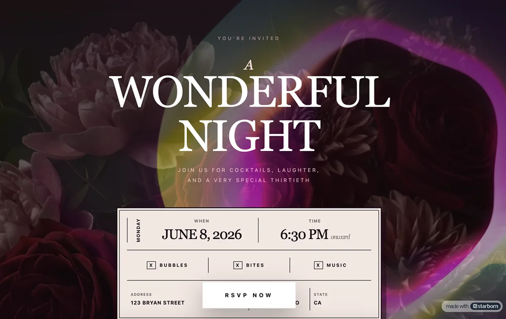 A Wonderful Night Invite